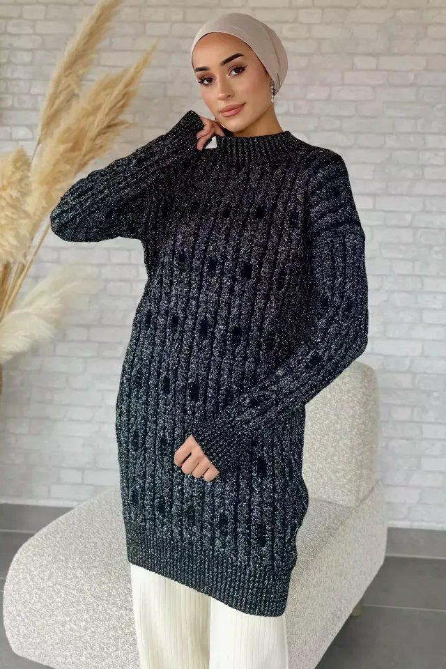  Kadın Tesettür Giyim Büyük Beden Trend Simli Tunik